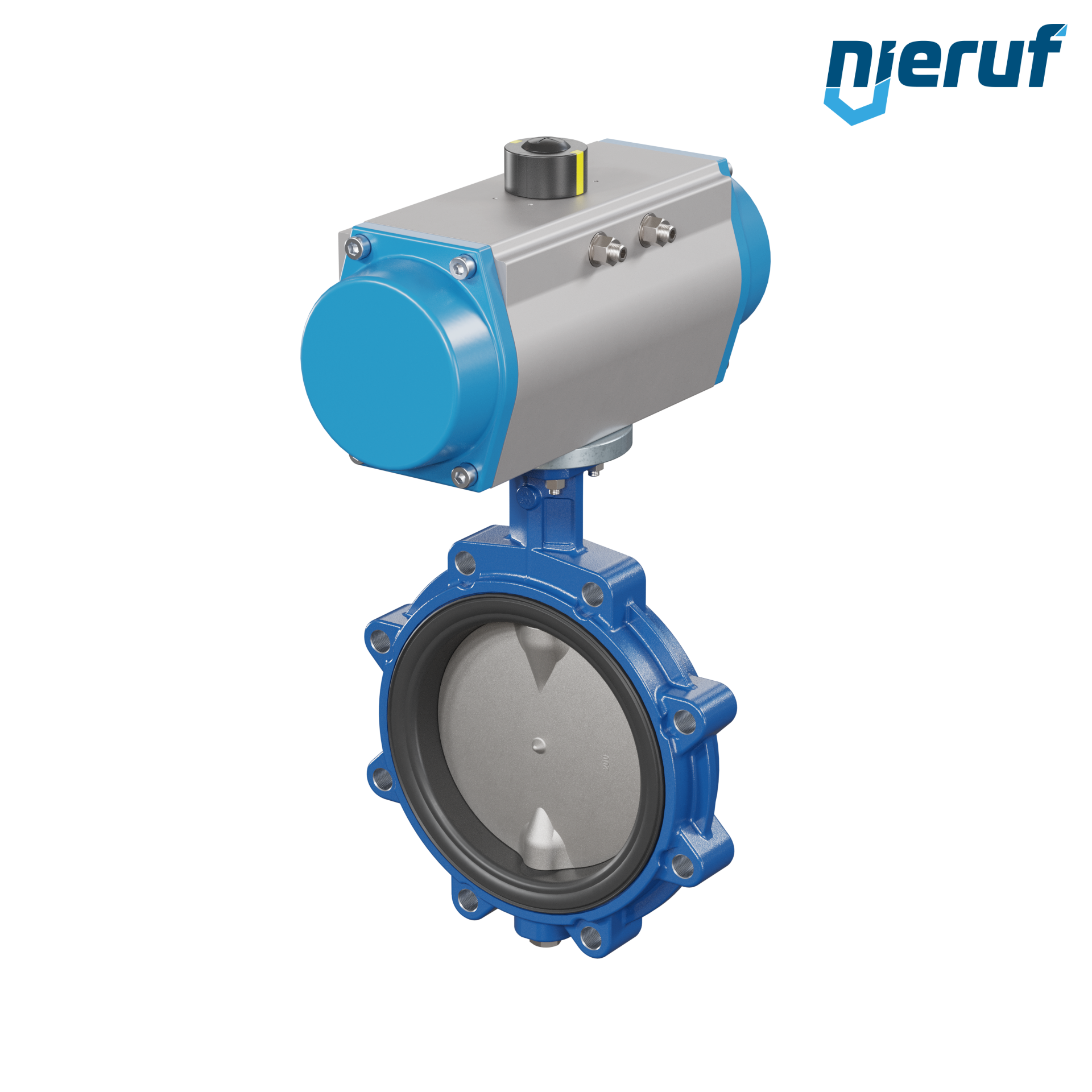 Butterfly valve DN 200 AK02 NBR-70-black DVGW gas pneumatic actuator single acting normally closed