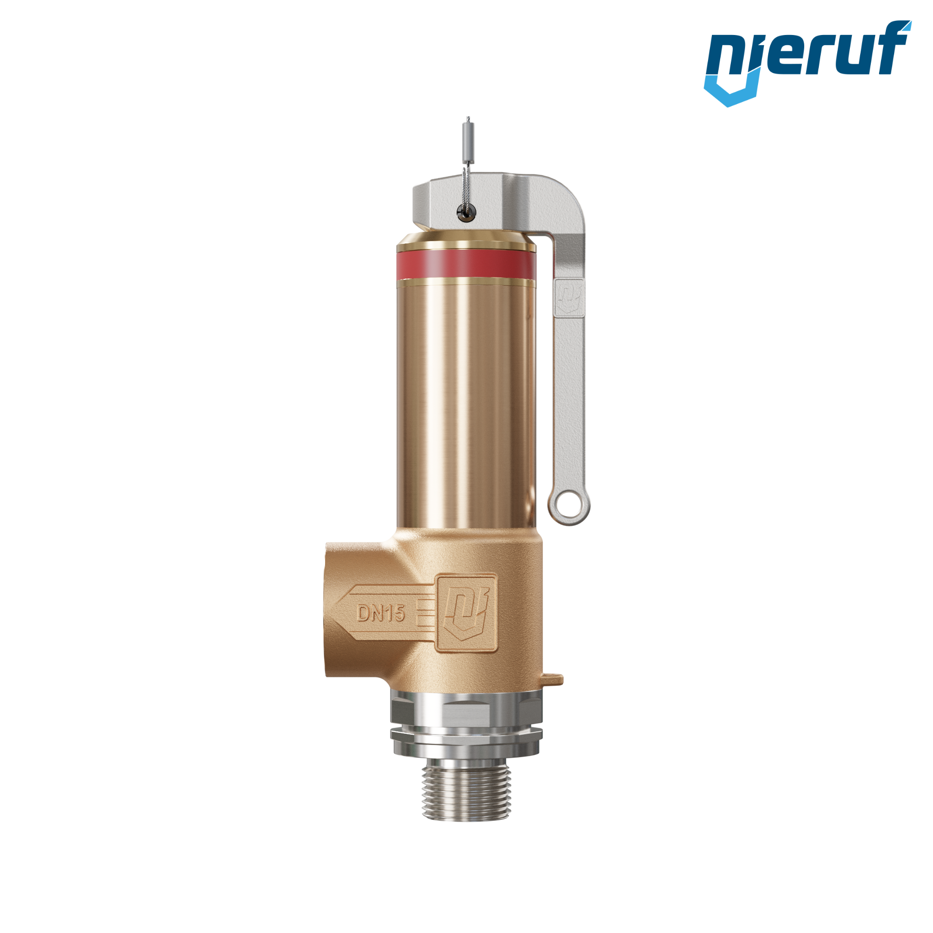 Cryo safety valve with lever DN10 3/8" m x 1/2" fm SV18, stainless steel & gunmetal PTFE