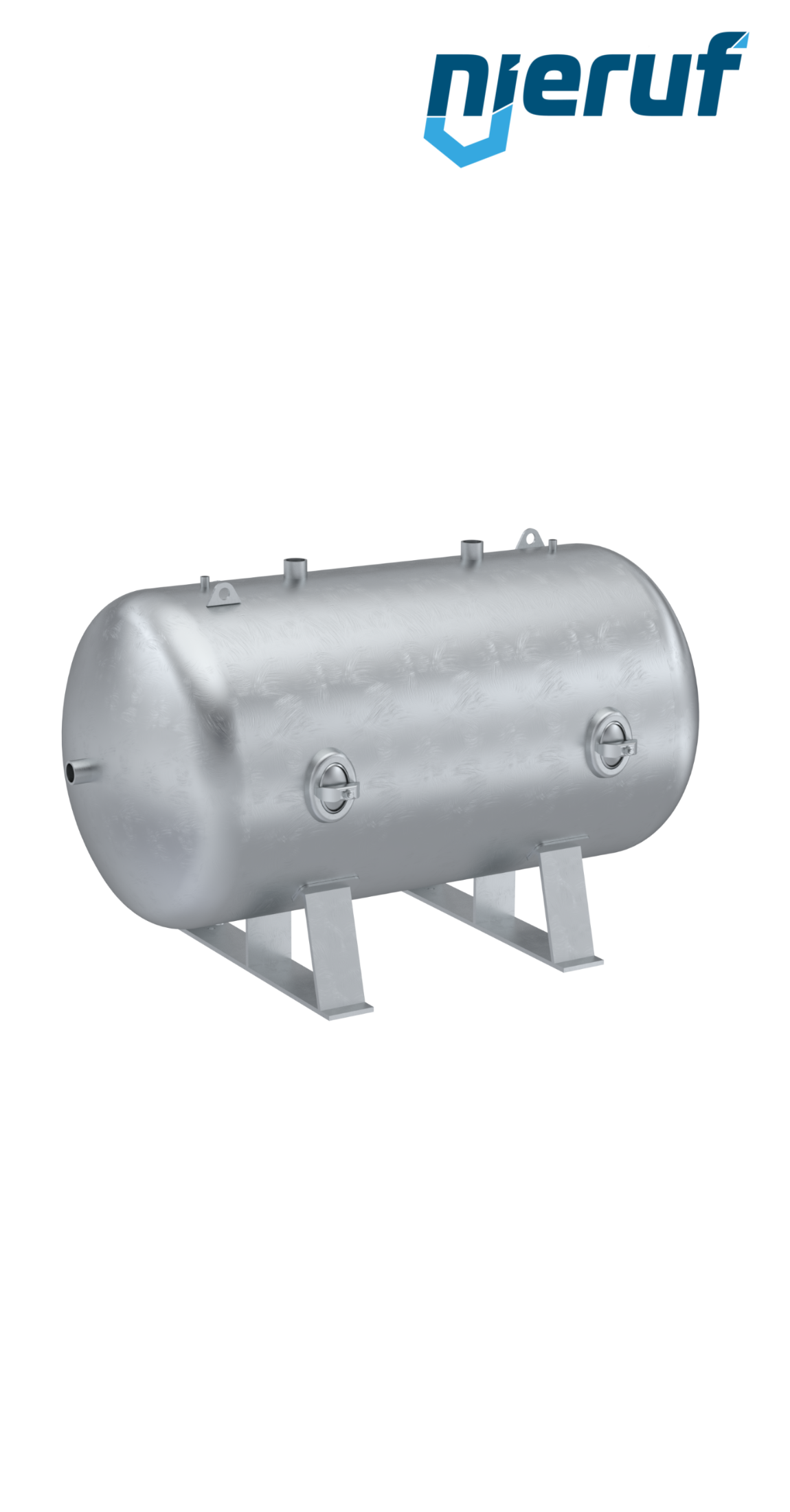 Pressure vessel horizontal BE01 5000 liter, 0-11 bar, steel galvanized, nominal size 1400 mm