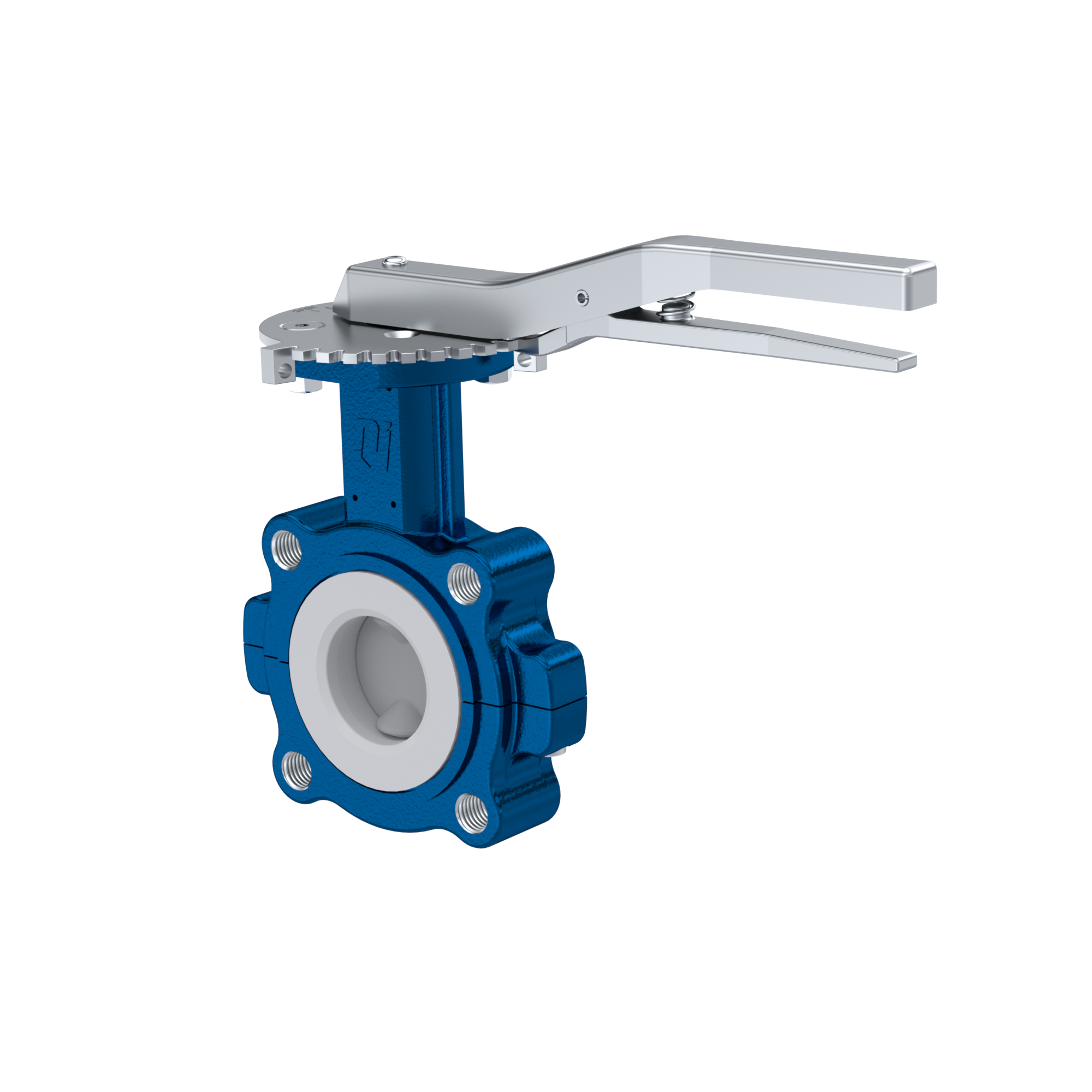 Butterfly-valve PTFE AK10 DN50 ANSI150 lever EPDM insert