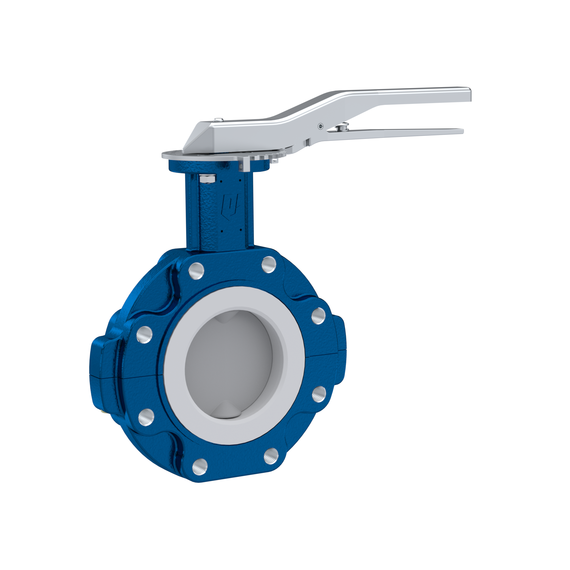 PFA-Butterfly-valve PTFE AK10 DN125 ANSI150 lever silicone insert