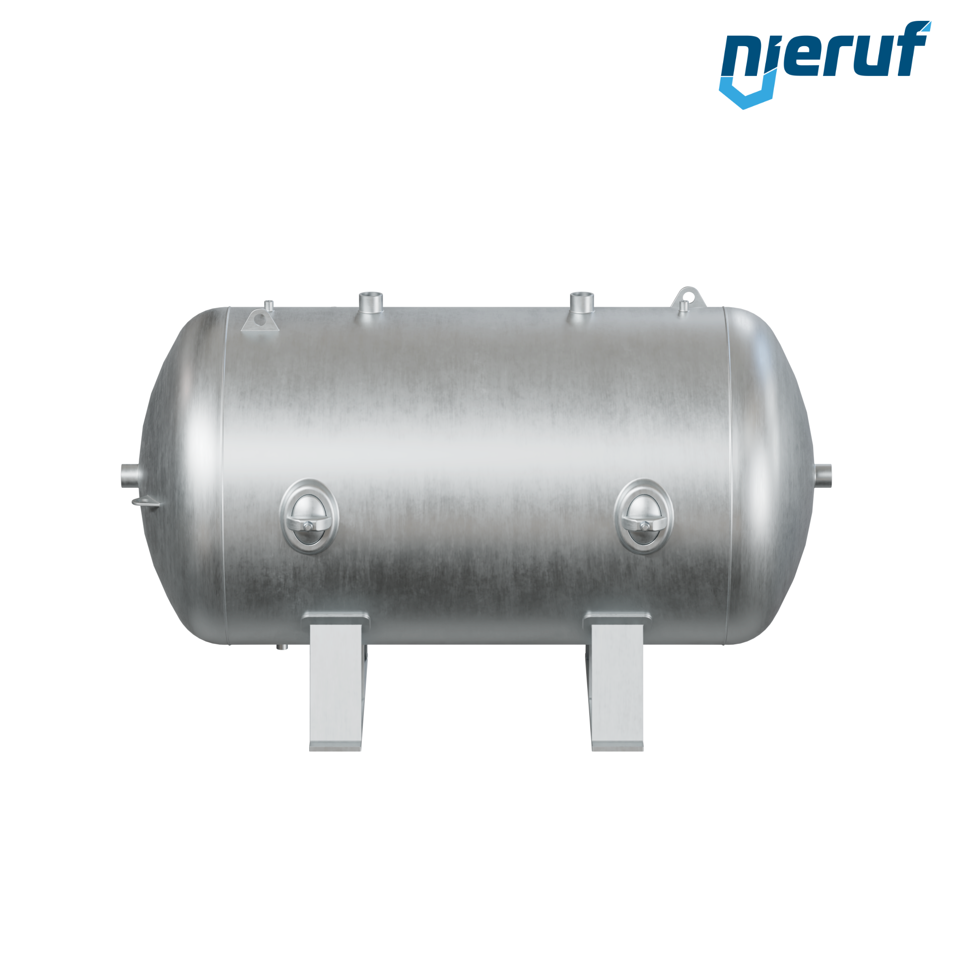 Pressure vessel horizontal BE01 1500 liter, 0-16 bar, steel galvanized