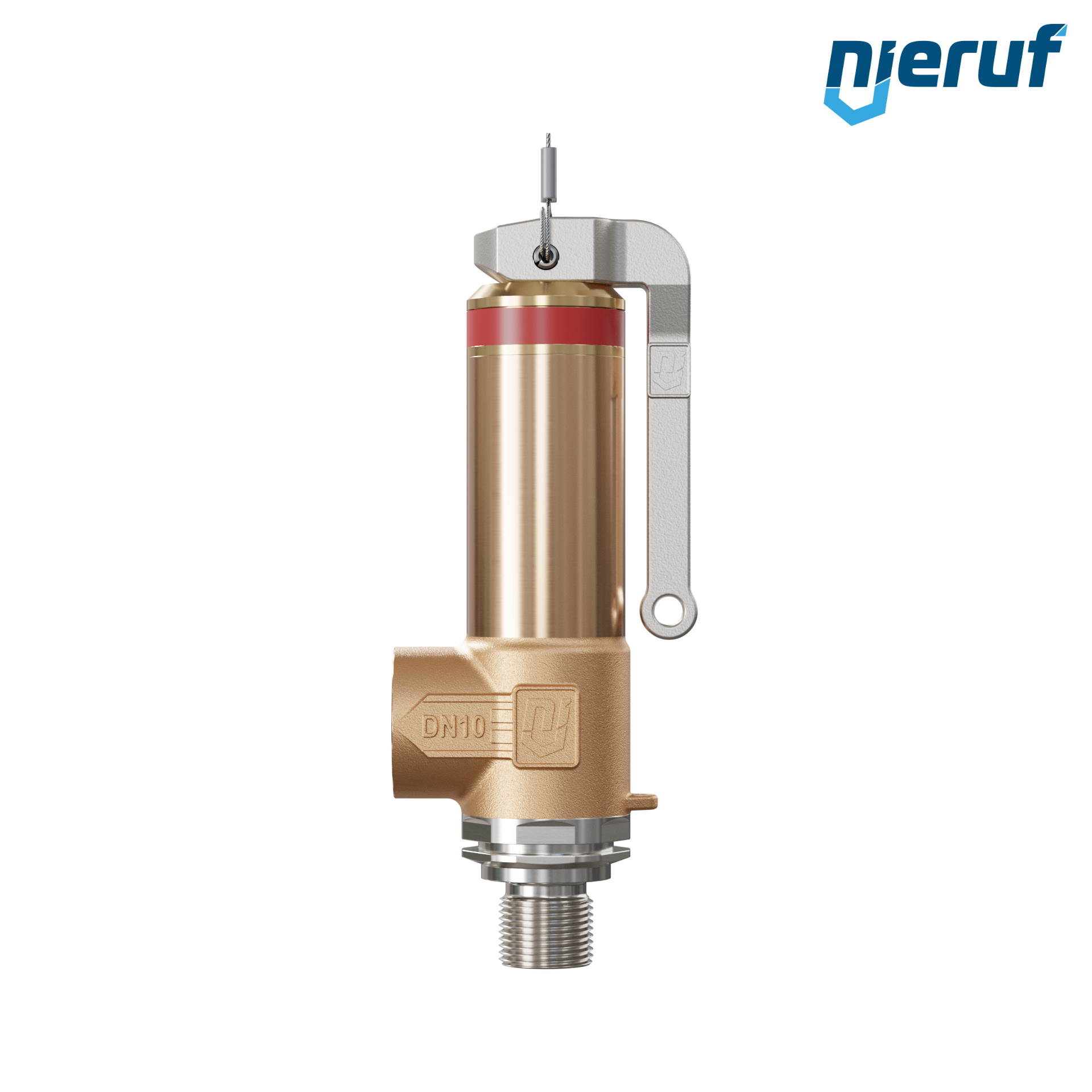 Cryo safety valve with lever DN8 1/4" m x 3/8" fm SV18, stainless steel & gunmetal PTFE