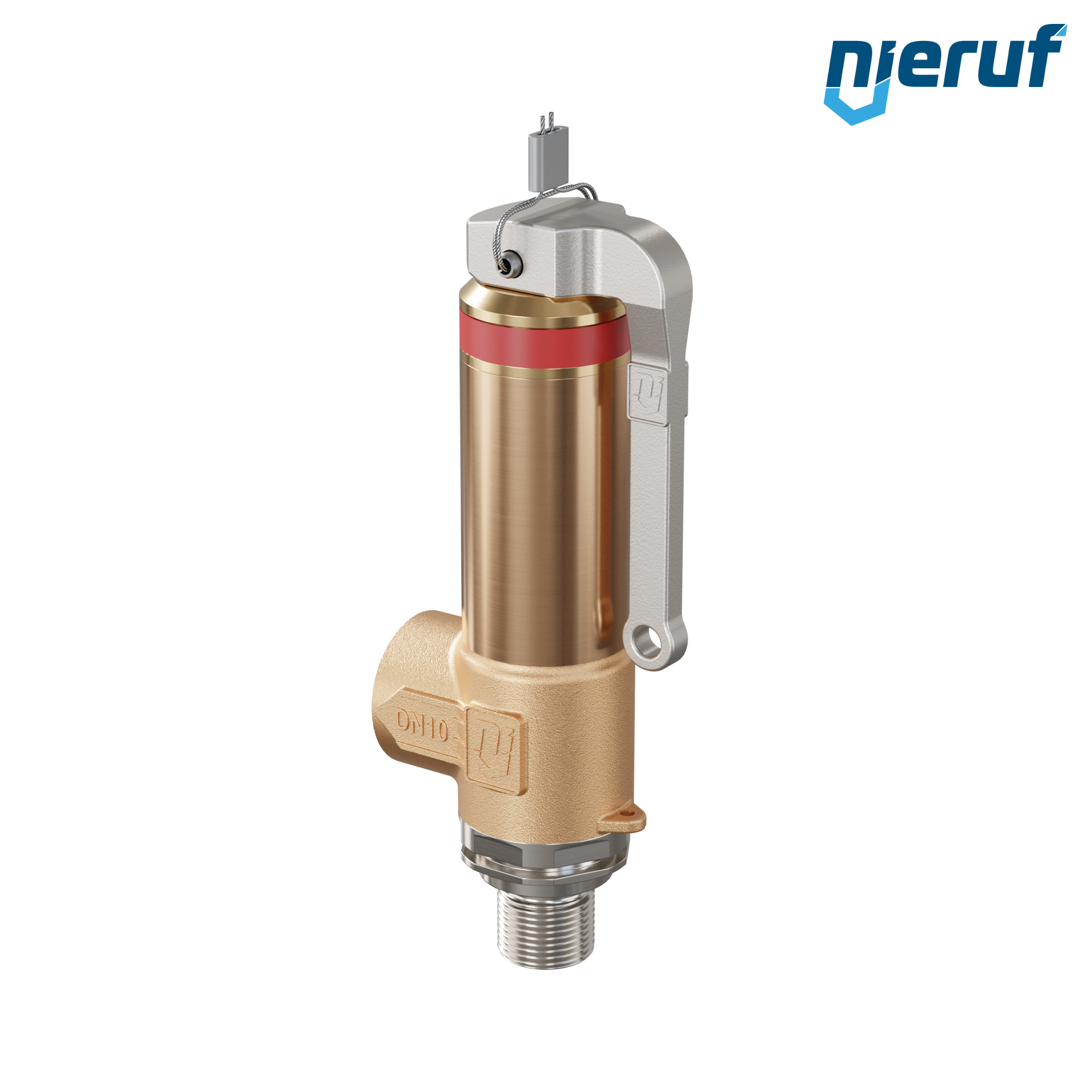 Cryo safety valve with lever DN8 1/4" m x 3/8" fm SV18, stainless steel & gunmetal PTFE