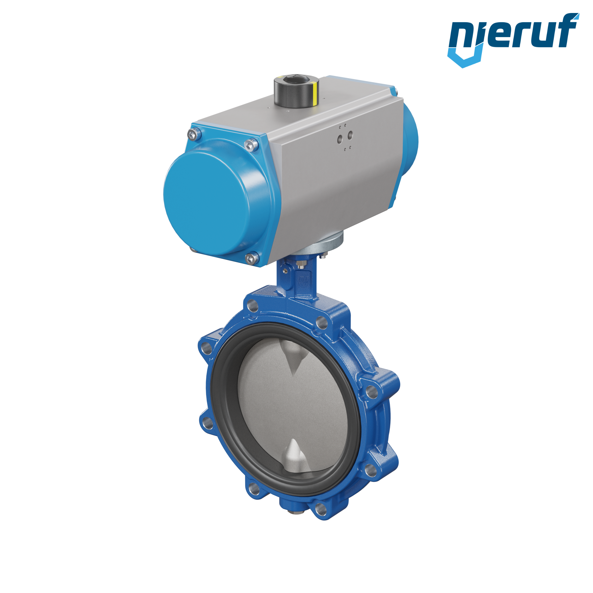 Butterfly valve DN 200 AK02 NBR-70-black DVGW gas pneumatic actuator single acting normally closed