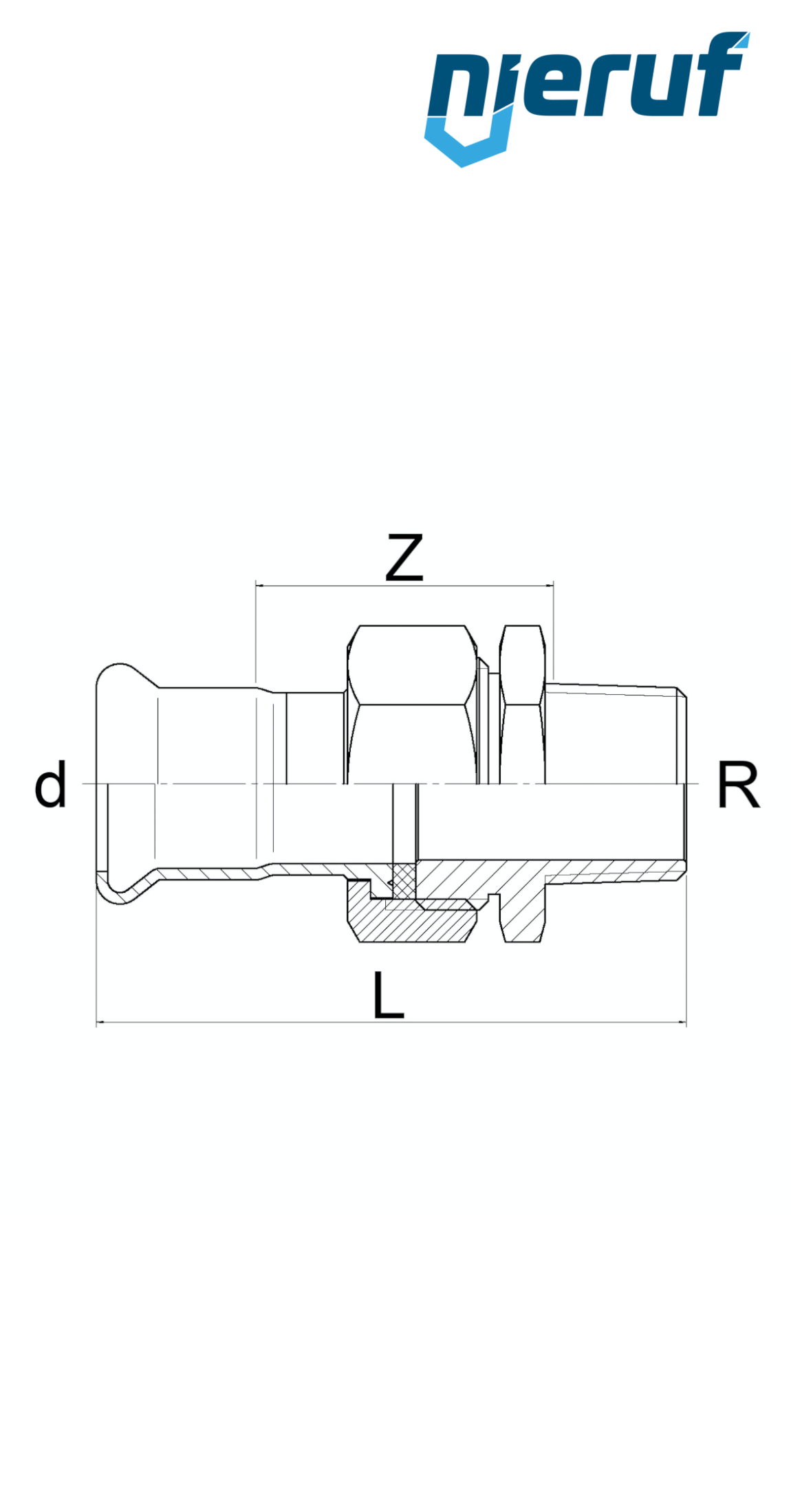 Union Coupling Pressfitting F DN50 - 54,0 mm male thread 2" inch stainless steel