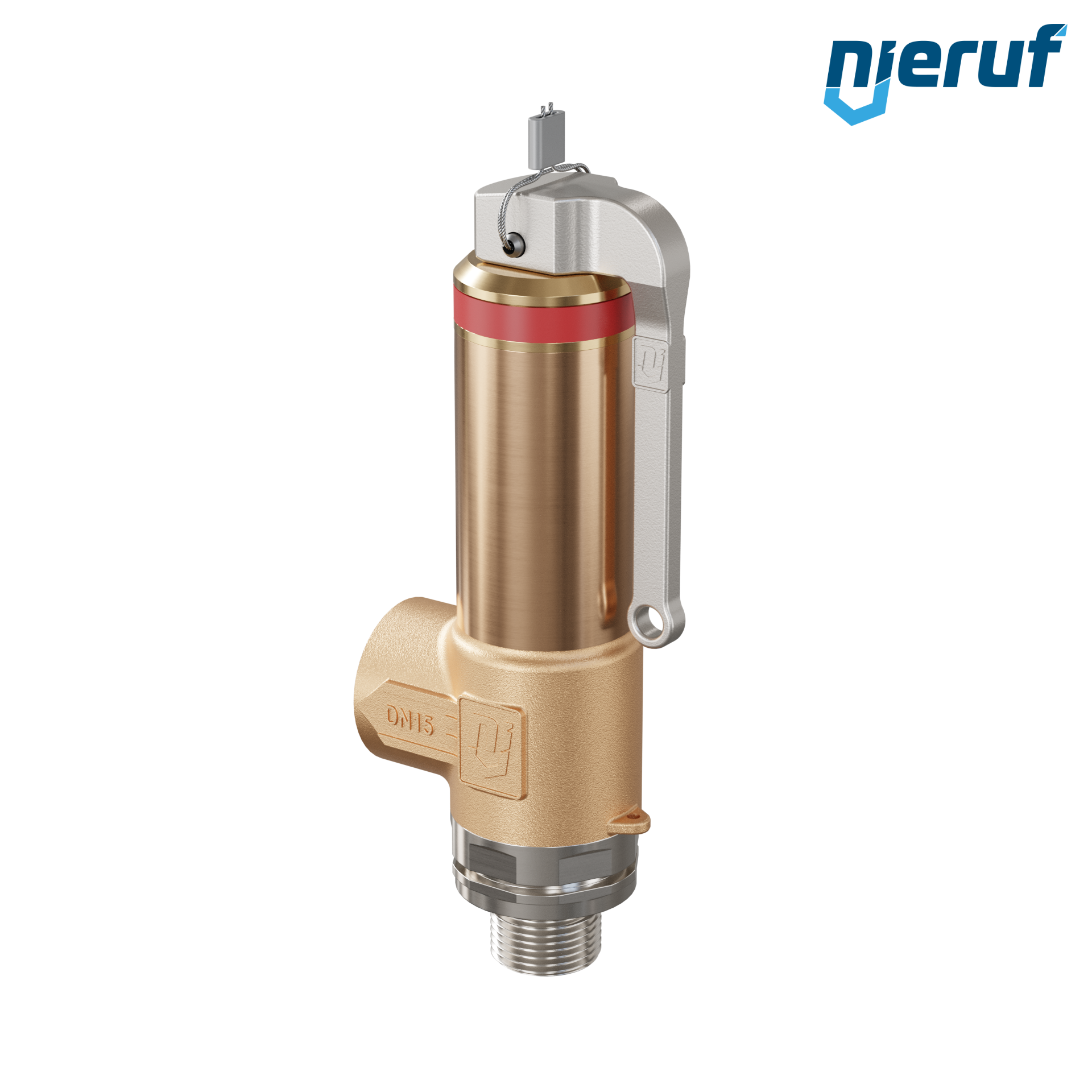 Cryo safety valve with lever DN10 3/8" m x 1/2" fm SV18, stainless steel & gunmetal PTFE