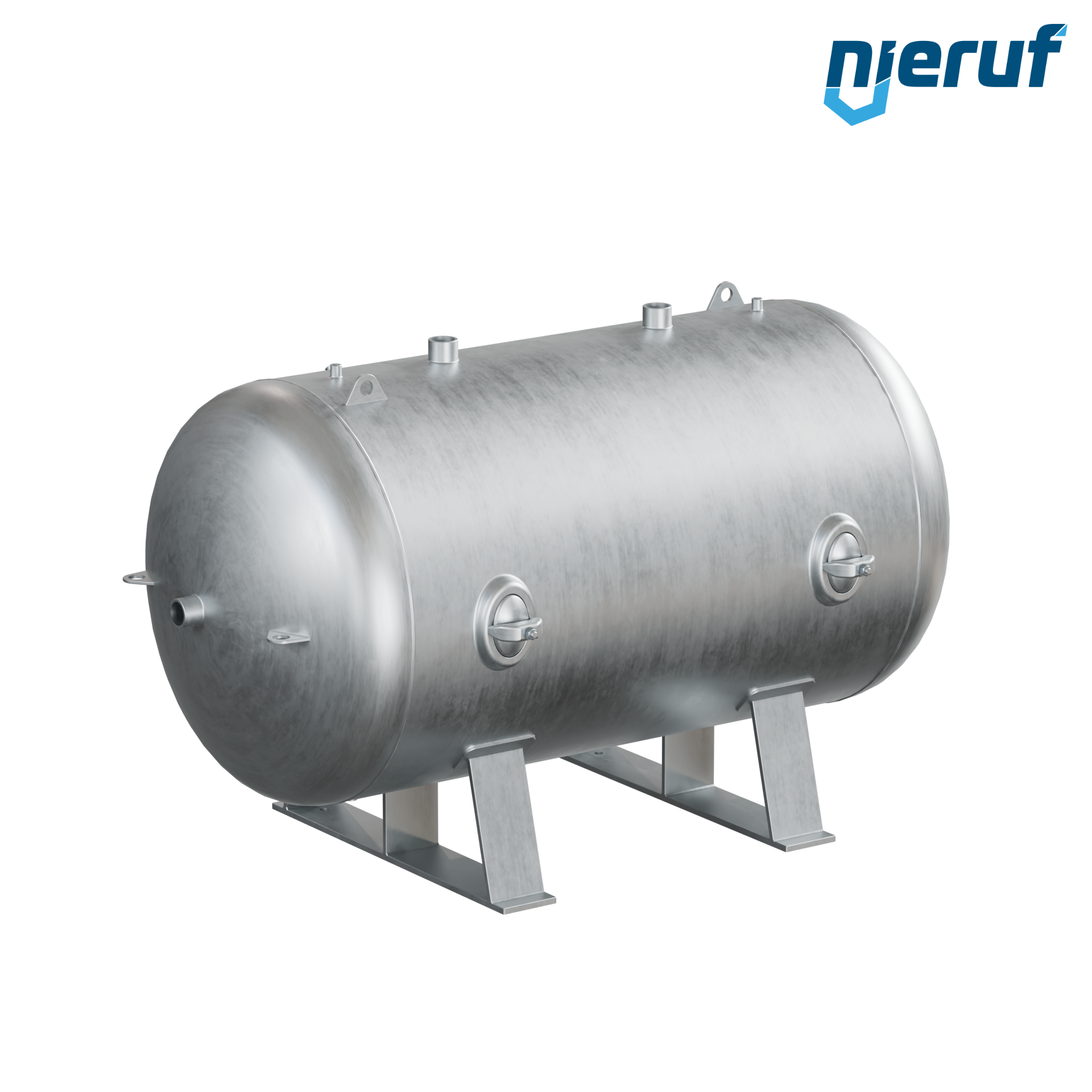 High pressure vessel horizontal BE02 1500 liter, 0-26 bar, steel galvanized