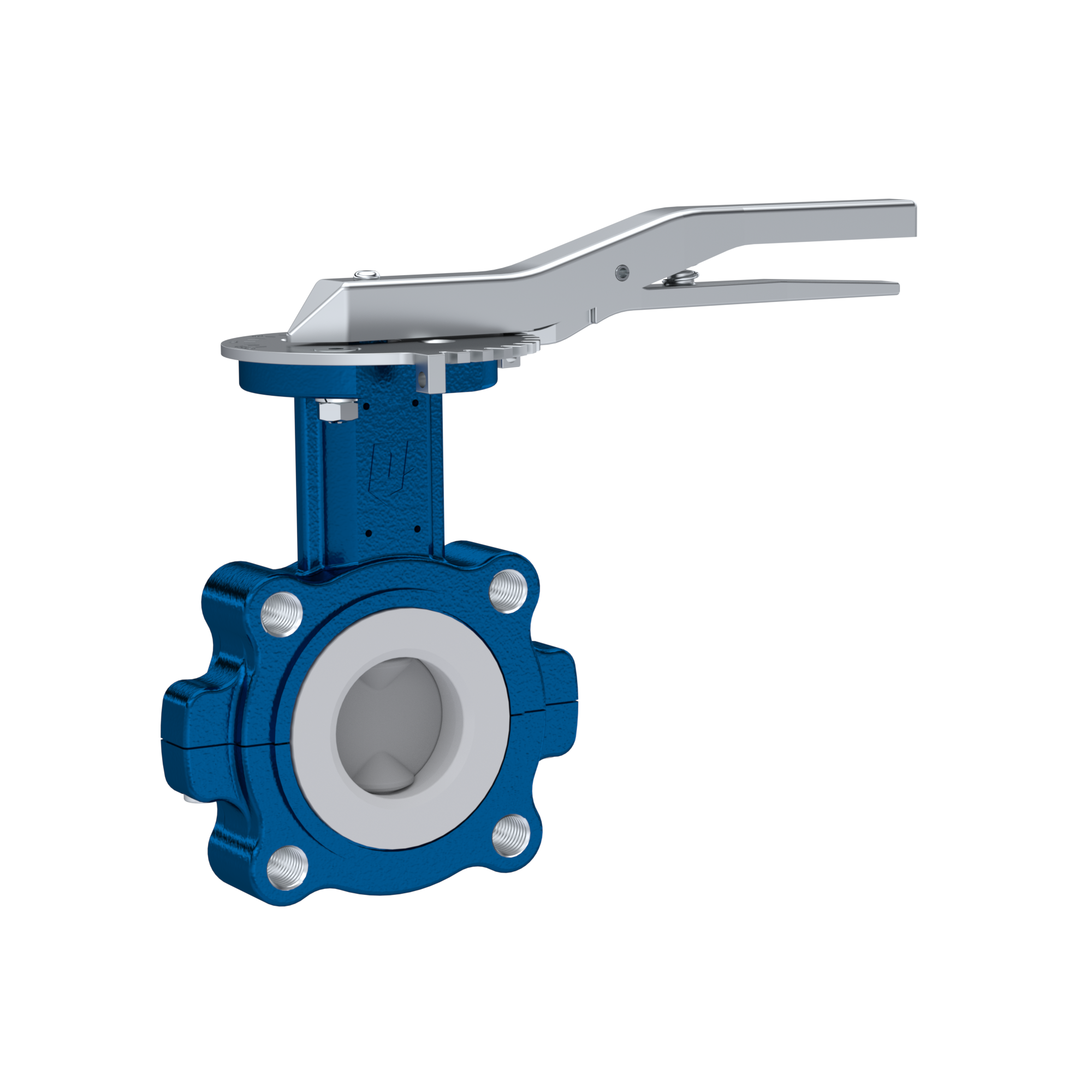 Butterfly-valve PTFE AK10 DN50 ANSI150 lever EPDM insert