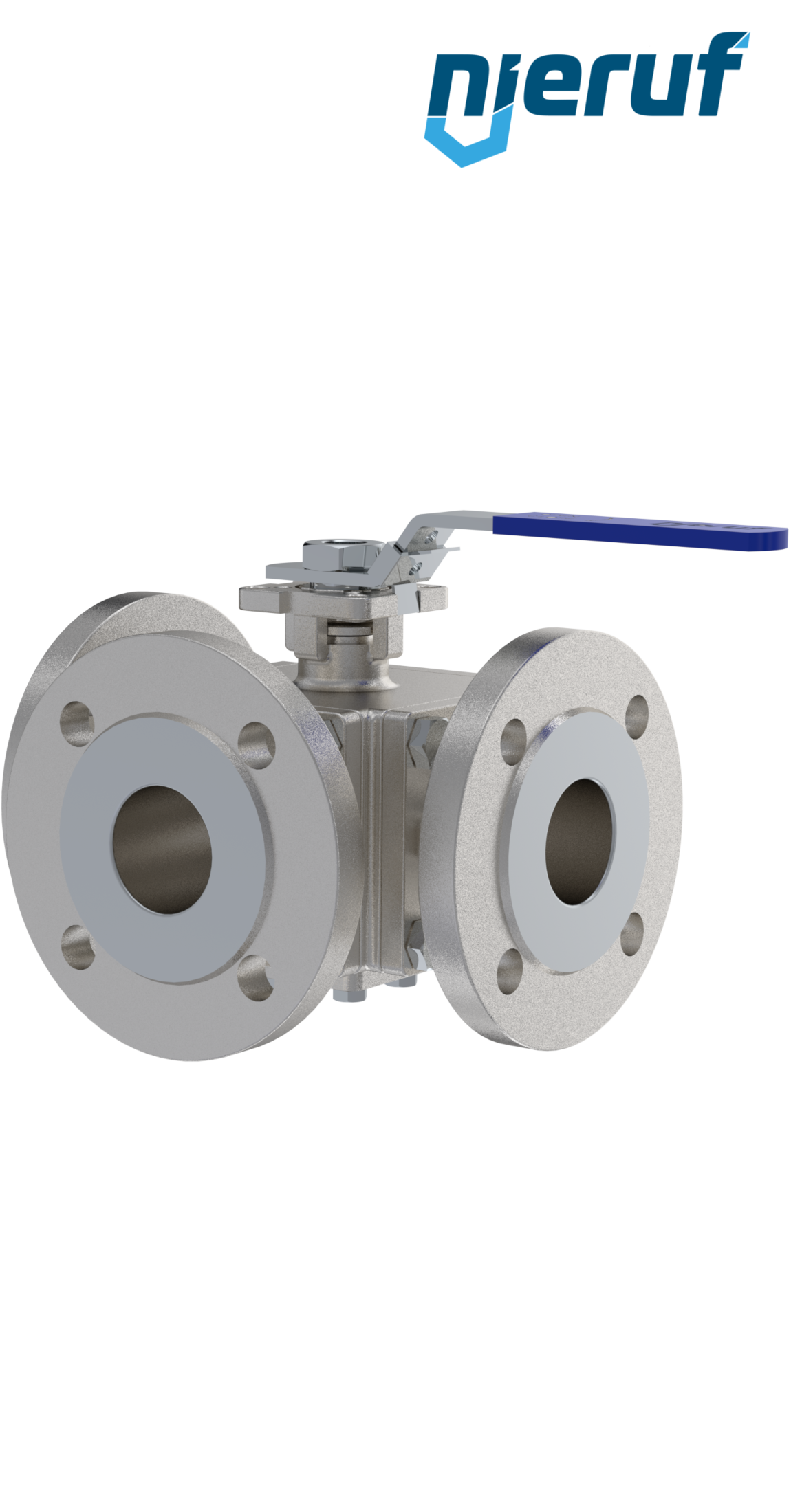 3 way stainless steel flange ball valve DN50 FK09 L Drilling stainless steel 1.4408