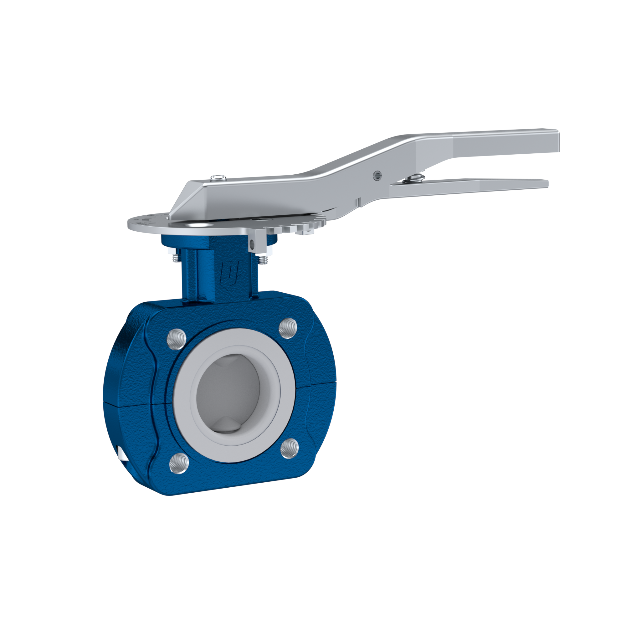 PFA-Butterfly-valve PTFE AK10 DN40 ANSI150 lever silicone insert