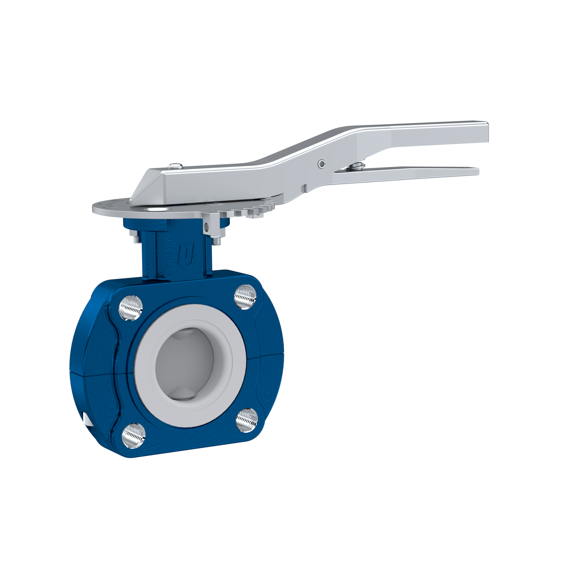 PFA-Butterfly-valve PTFE AK10 DN40 PN10-PN16 lever silicone insert