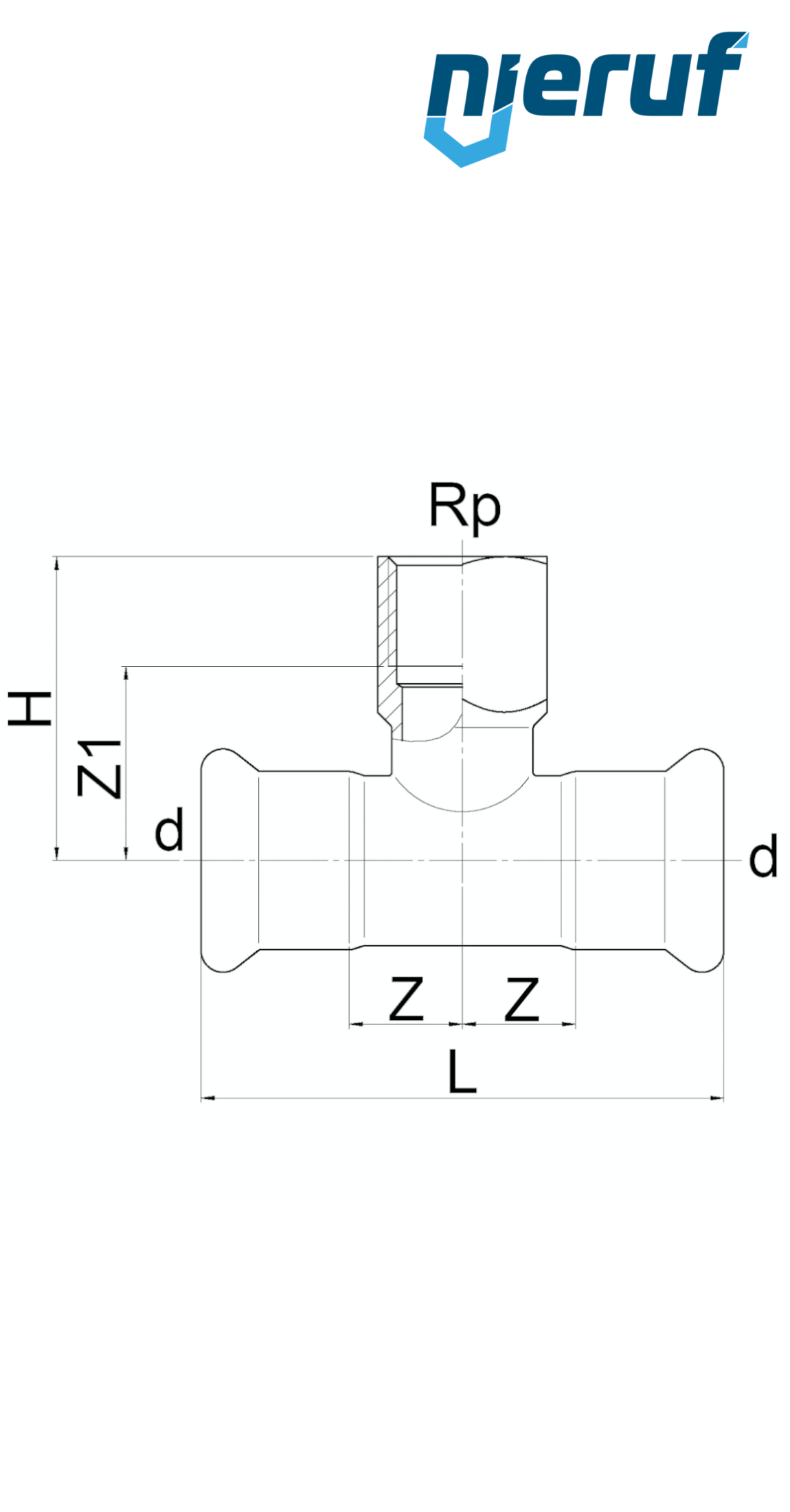 T-fitting Pressfitting F x F DN12 - 15,0 mm female thread 1/2" inch stainless steel