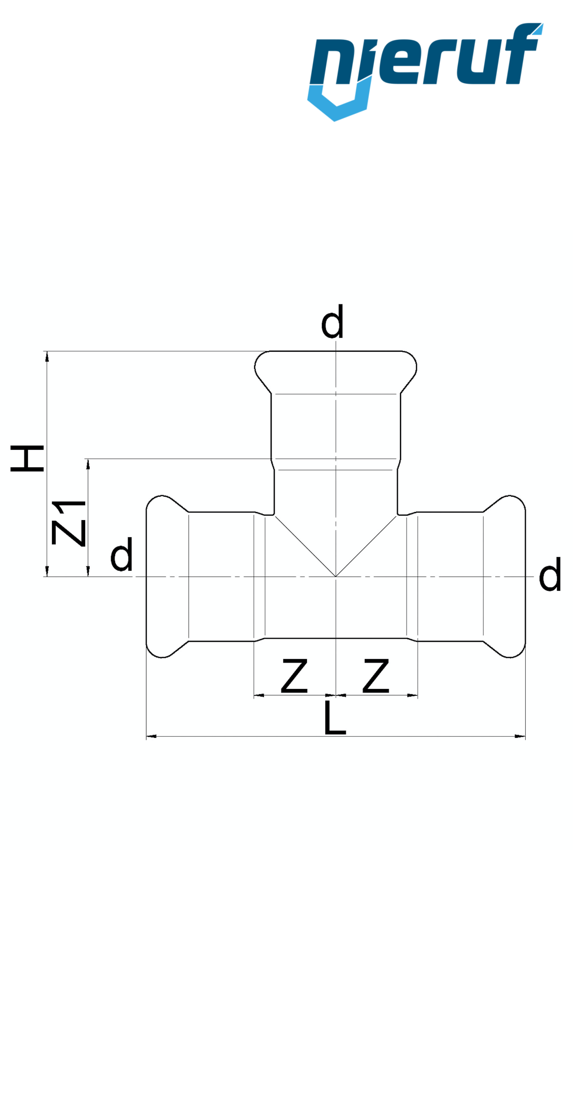 T-fitting Pressfitting F x F DN50 - 54,0 mm stainless steel