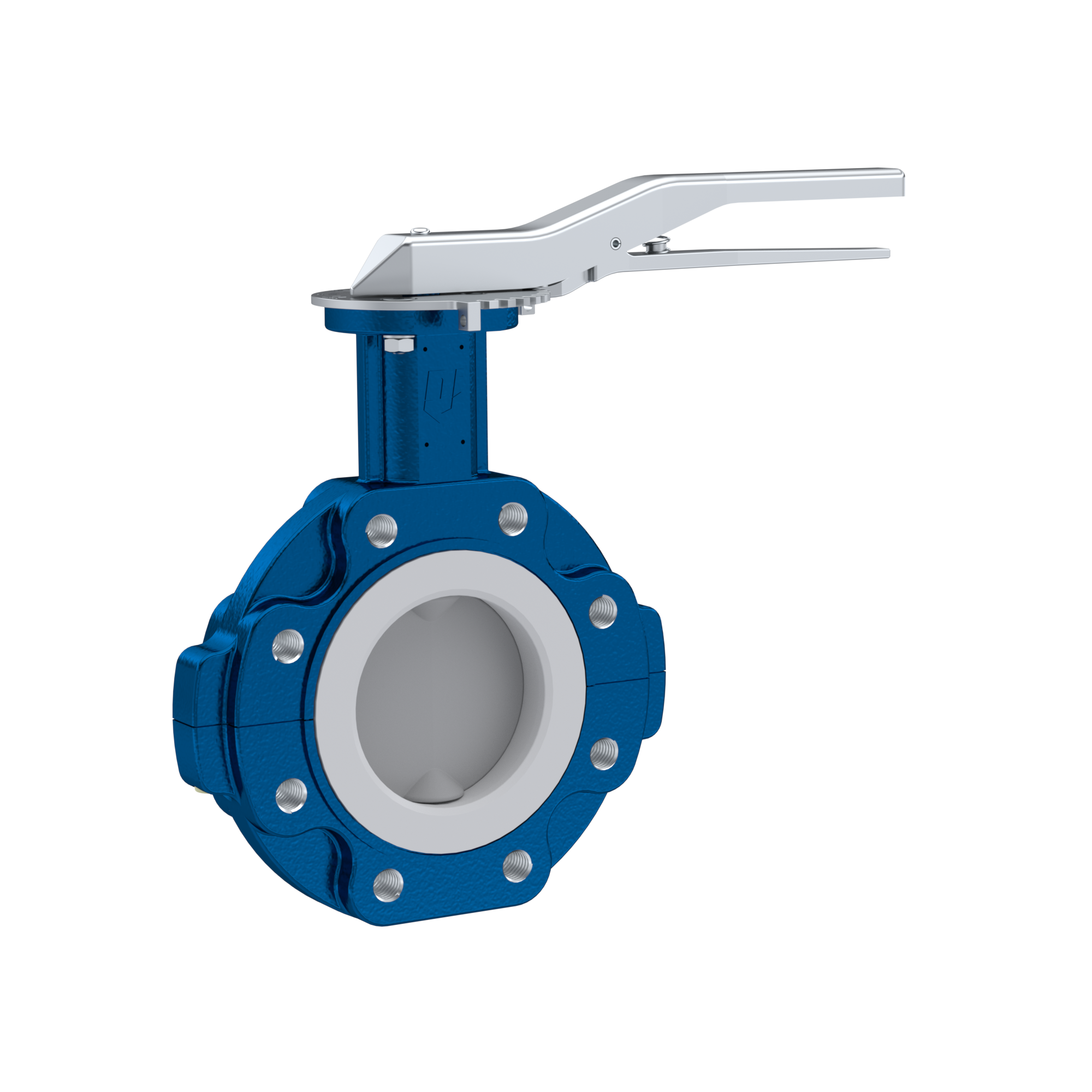 PFA-Butterfly-valve PTFE AK10 DN100 PN10-PN16 lever silicone insert