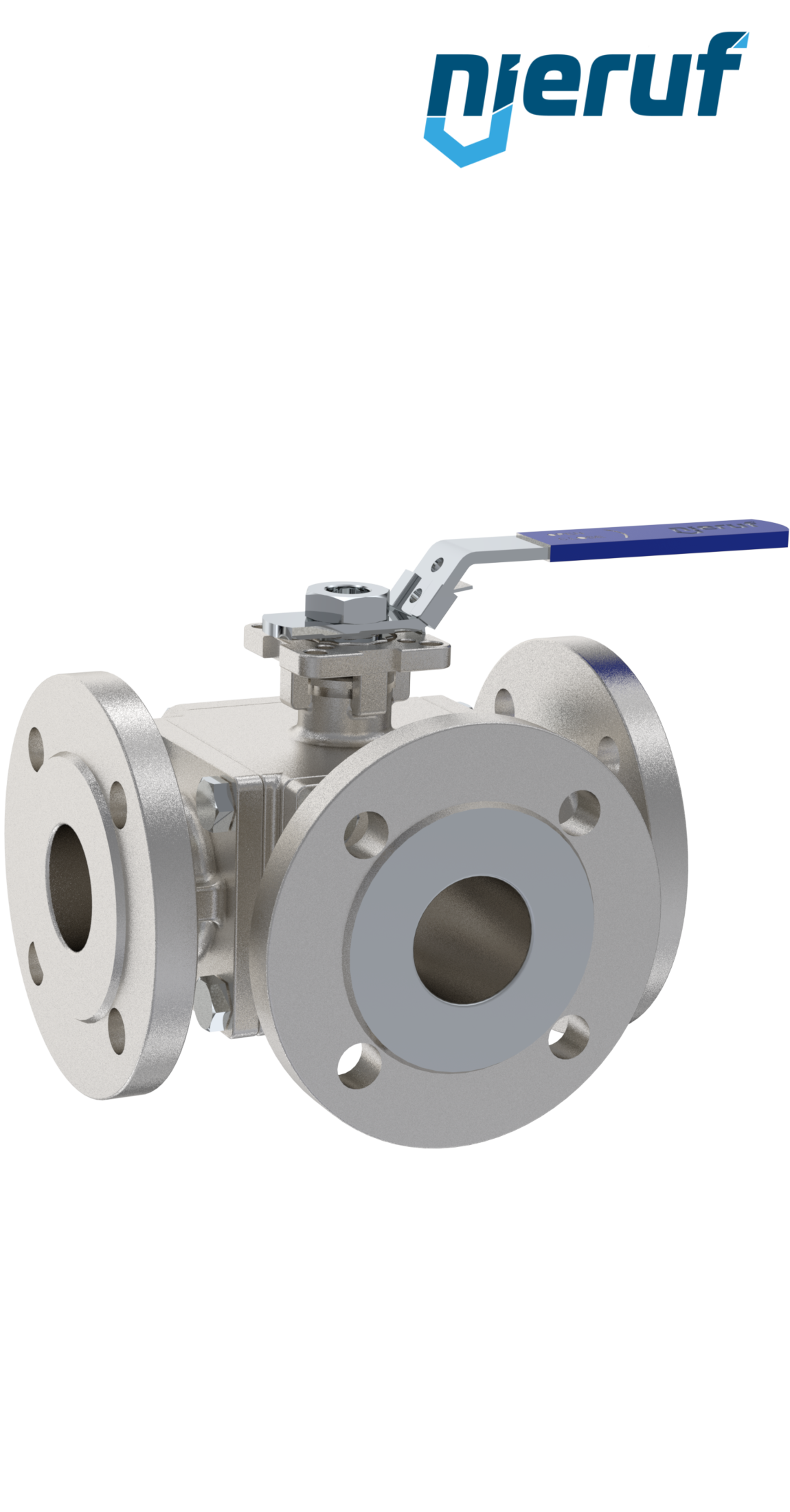 3 way stainless steel flange ball valve DN50 FK09 L Drilling stainless steel 1.4408