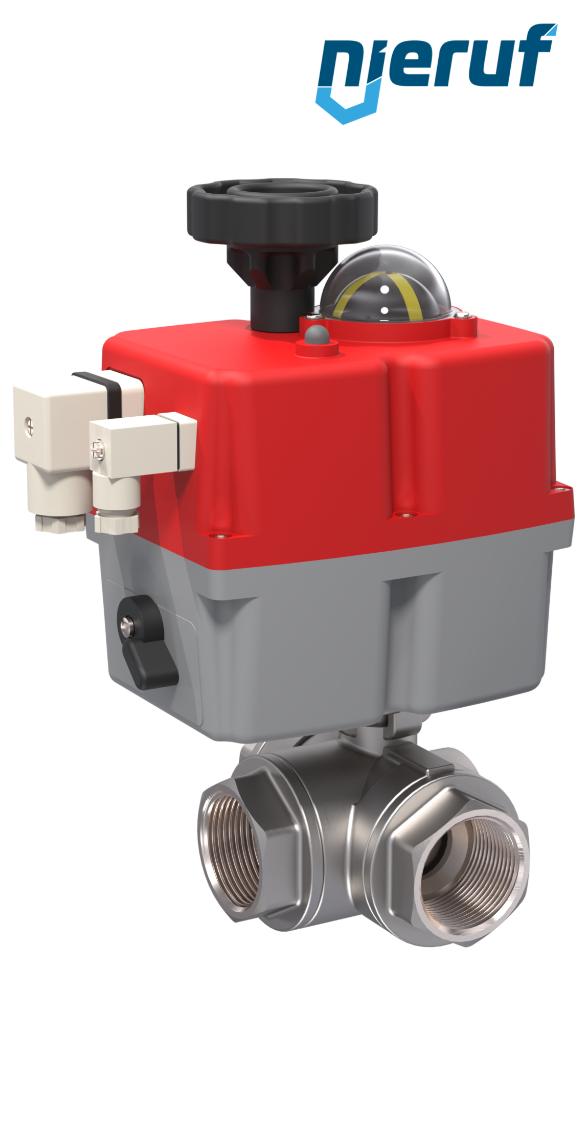 3 way automatic-ball valve 24-240V DN50 - 2" inch stainless steel reduced port design with T drilling