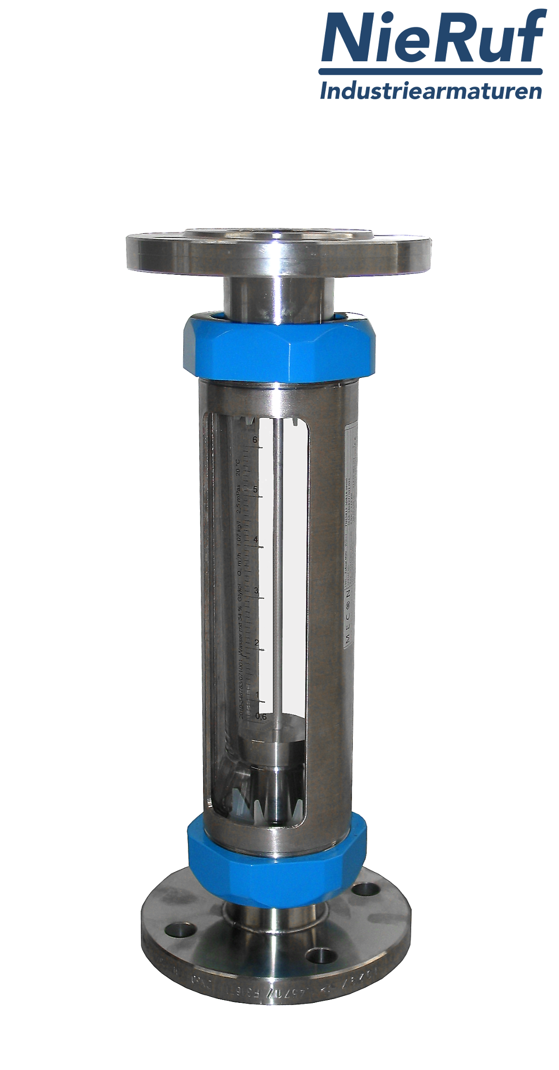 Variable area flowmeter stainless steel + borosilicate flange DN15 160.0 - 1600 l/h air FKM