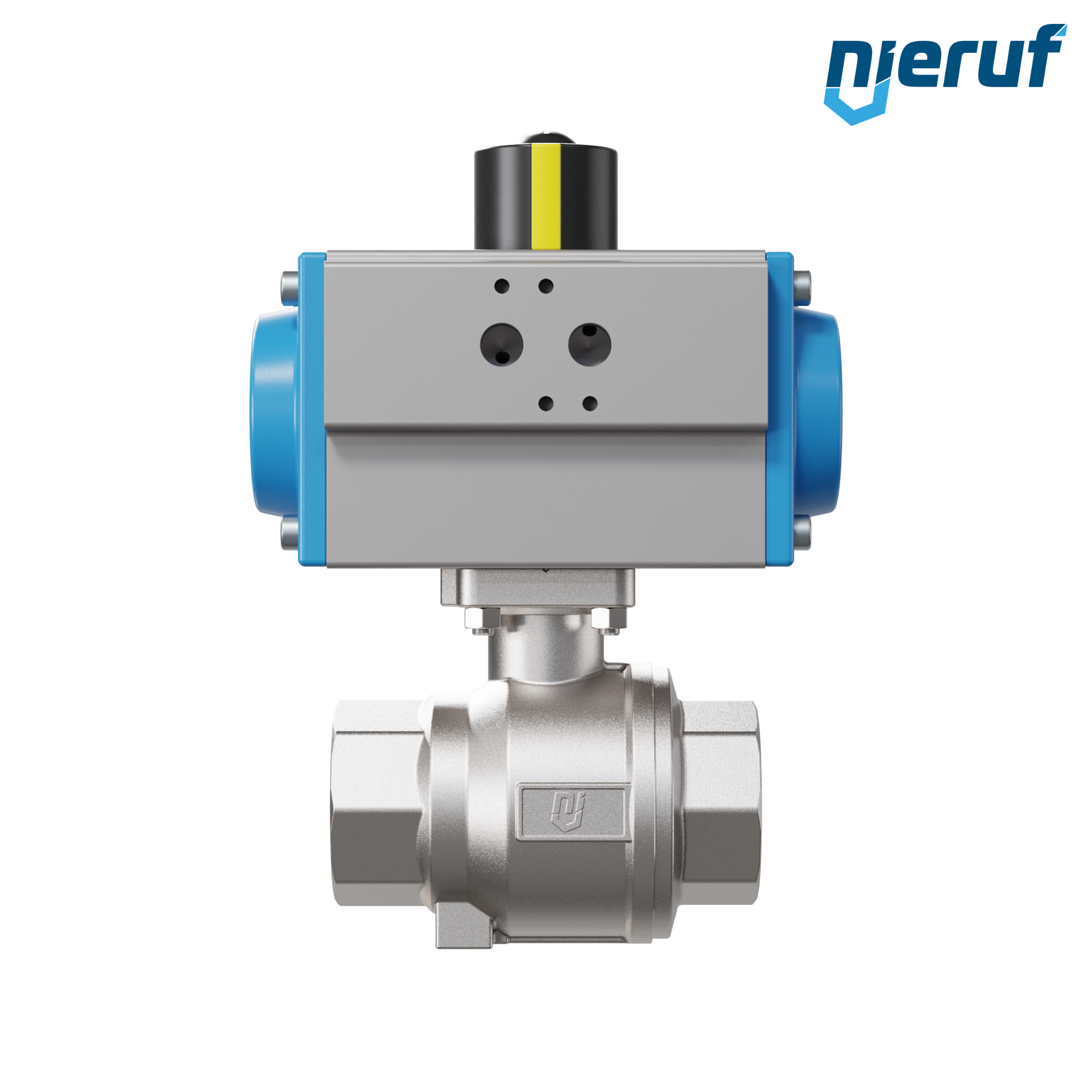 valvola a sfera pneumatica DN40 - 1 1/2" pollici azionamento rotativo a effetto semplice apertura a molla PK02