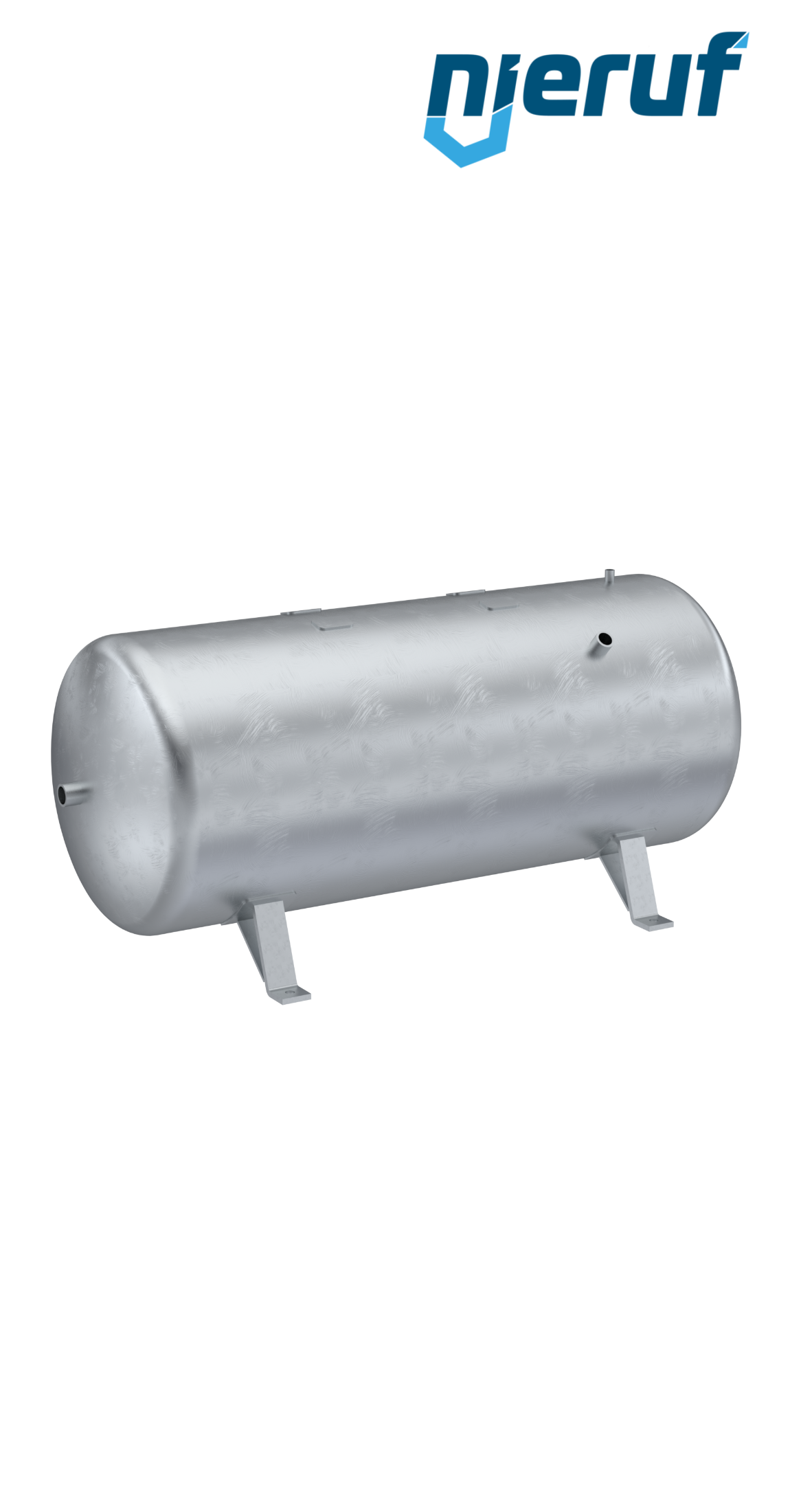Pressure vessel horizontal BE01 750 liter, 0-16 bar, steel galvanized