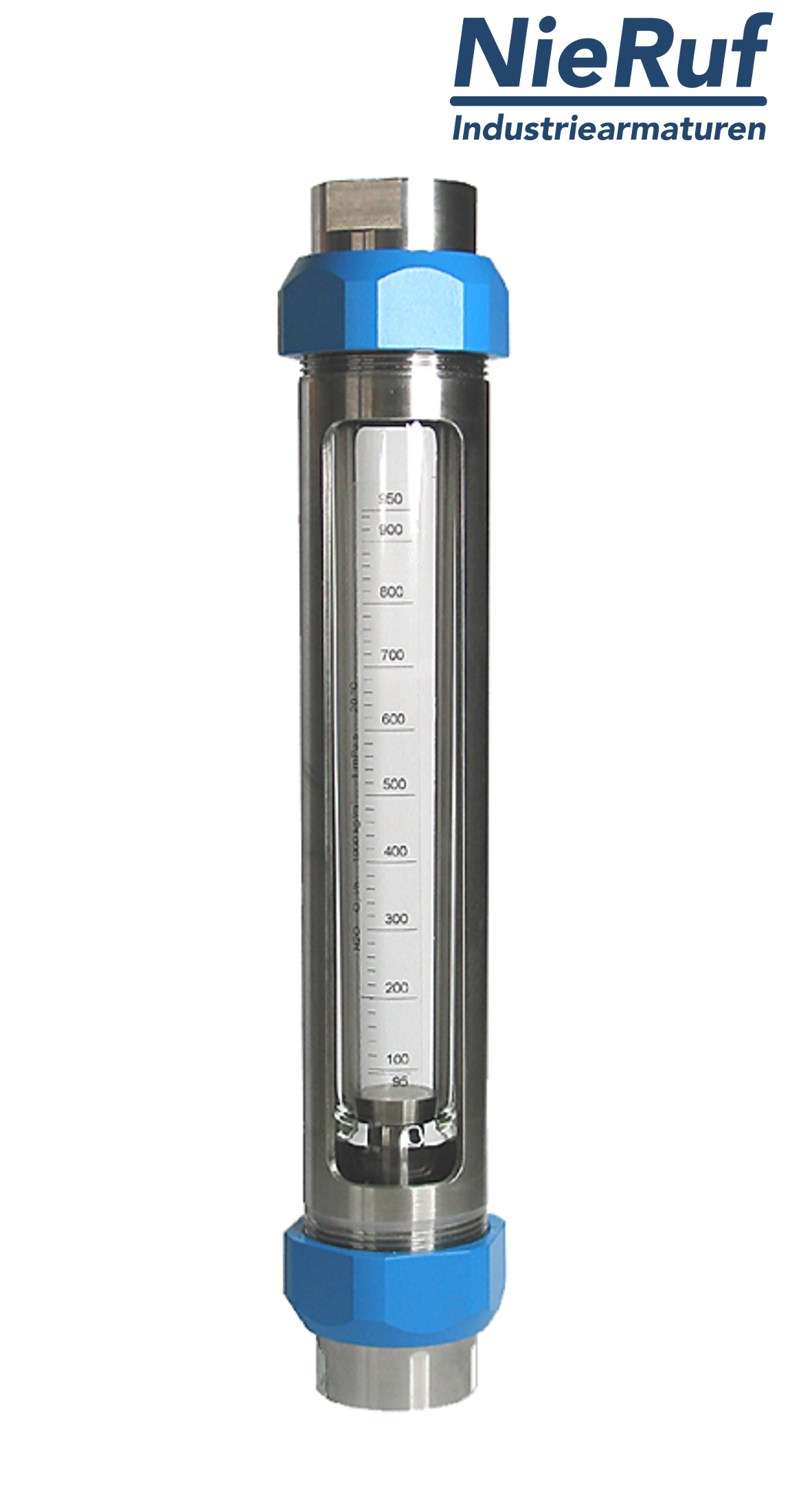 Variable area flowmeter stainless steel + borosilicate 1/2" inch 45.0 - 450.0 l/h air EPDM