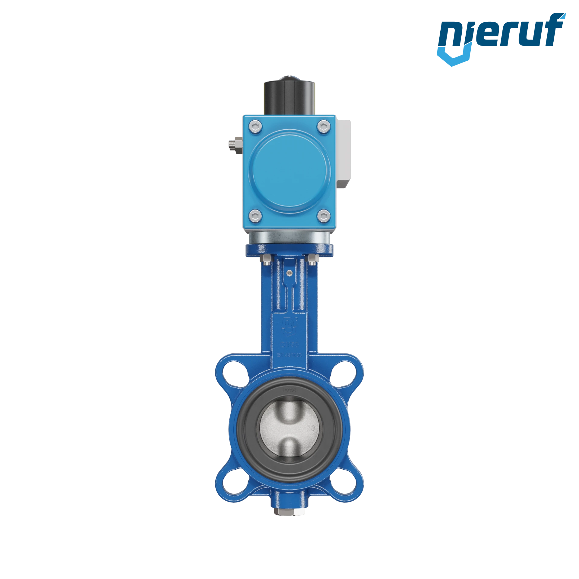 Butterfly valve DN 50 AK01 NBR-70-black DVGW gas pneumatic actuator single acting normally closed