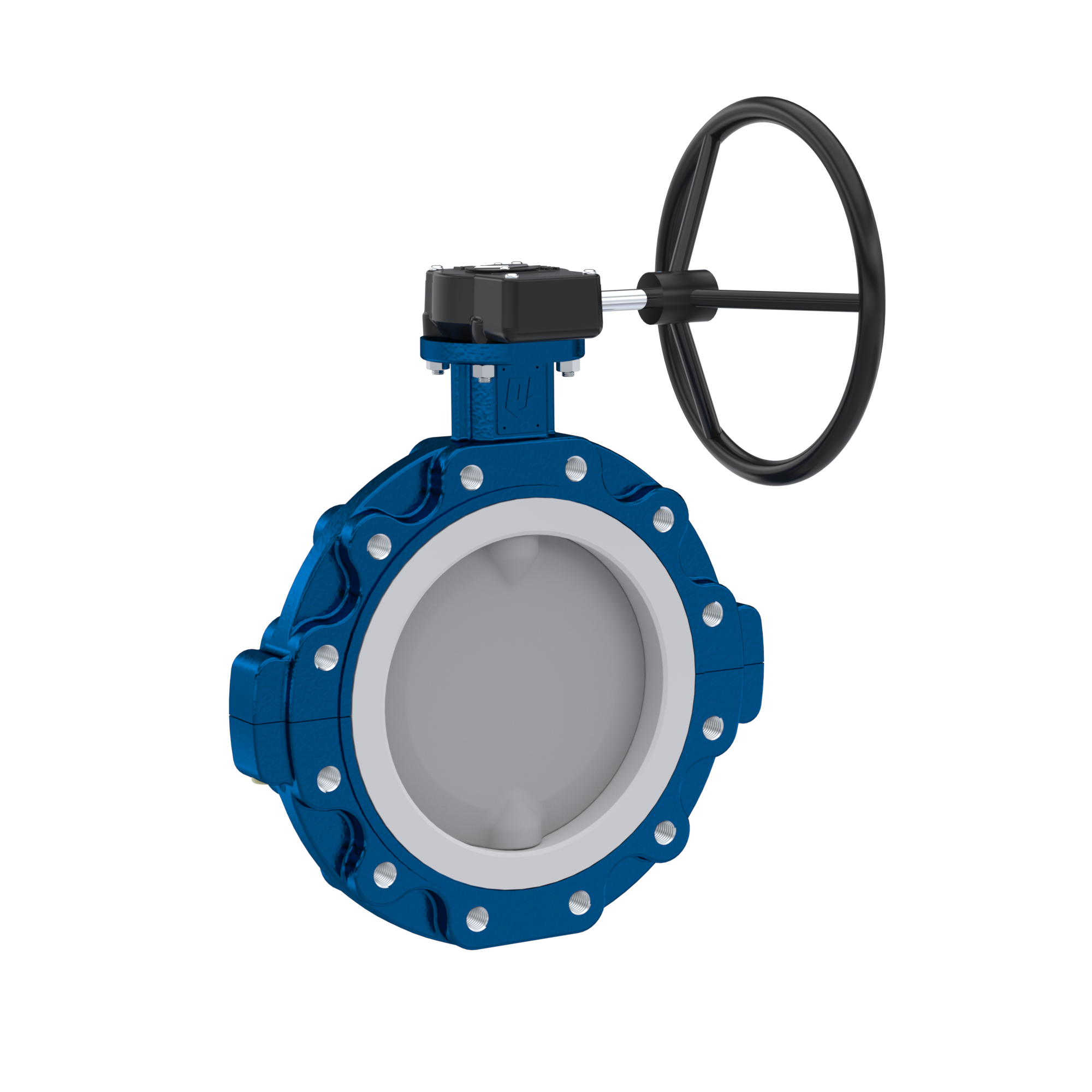 PFA-Butterfly-valve PTFE AK10 DN400 PN10 handwheel gearbox EPDM insert