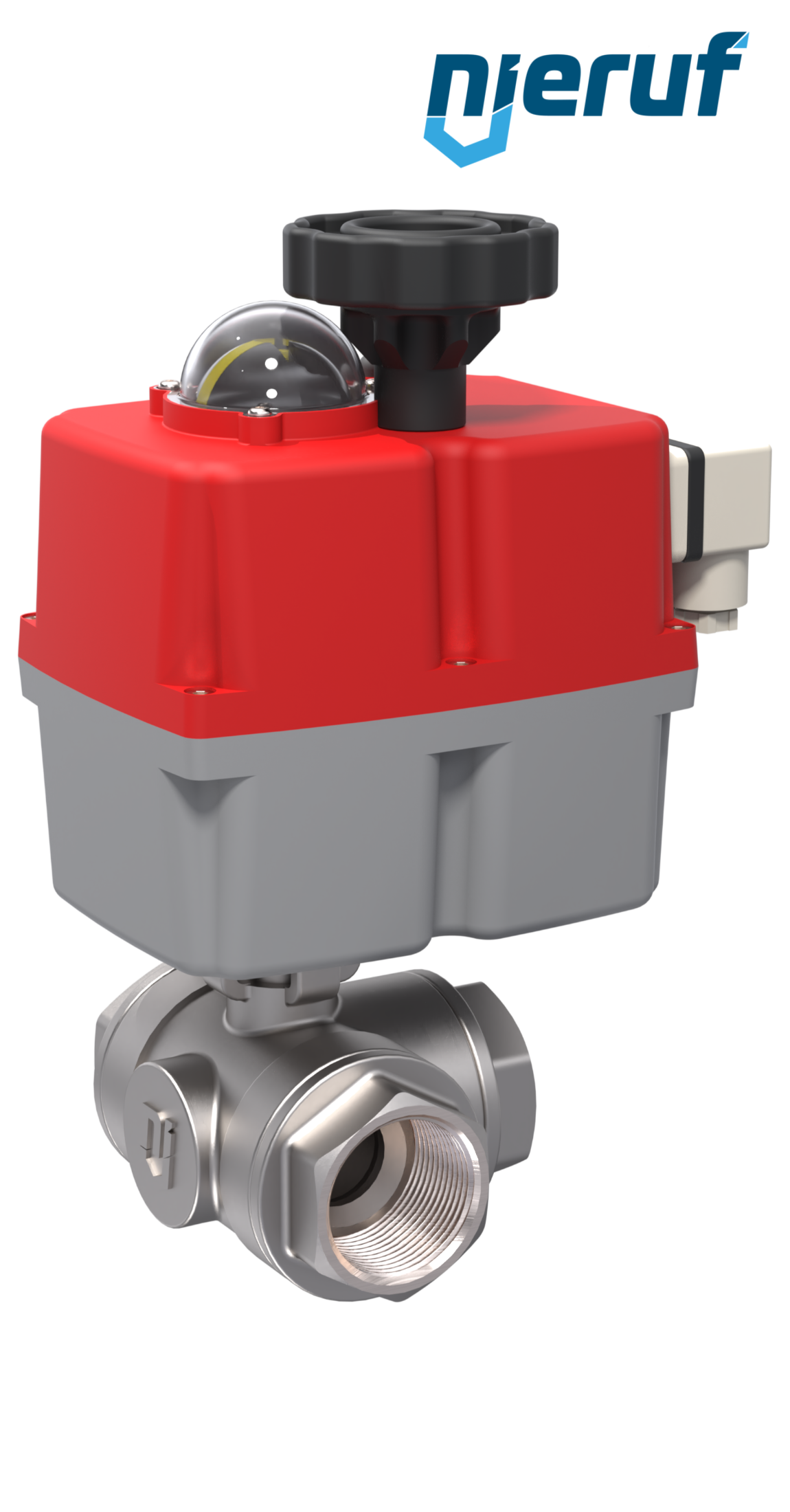 3 way automatic-ball valve 24-240V DN40 - 1 1/2" inch stainless steel reduced port design with T drilling